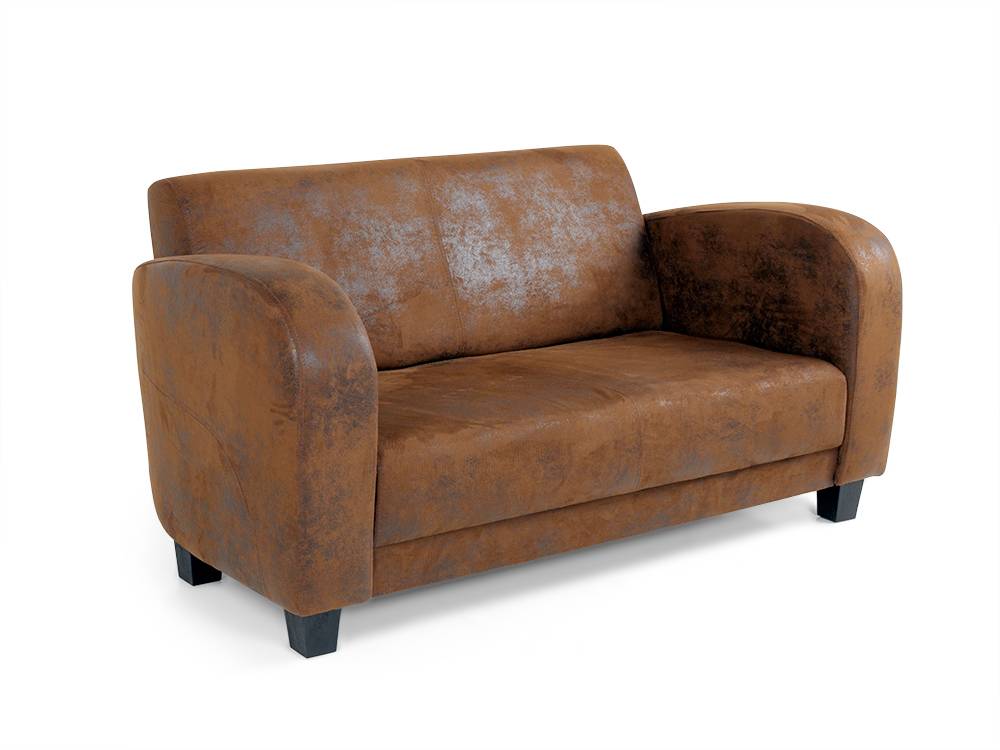 ANTON 2 Sitzer Sofa Couch Lounge Gobi Wildlederoptik Braun Füße 