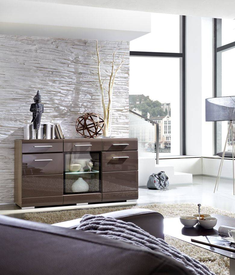 HOTEP Sideboard Sonoma Eiche dunkelschwarzbraun HOTEP Sideboard Sonoma Eiche dunkelschwarzbraun