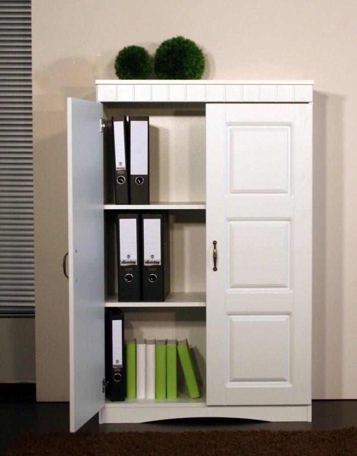 VANESSA Aktenschrank Schrank Kommode Vitrine Regal MDF Weiß 2 Türen Rolladenschrank Aktenschrank Holz Weis ~ VANESSA Aktenschrank Schrank Kommode Vitrine Regal MDF Weiß 2 Türen
