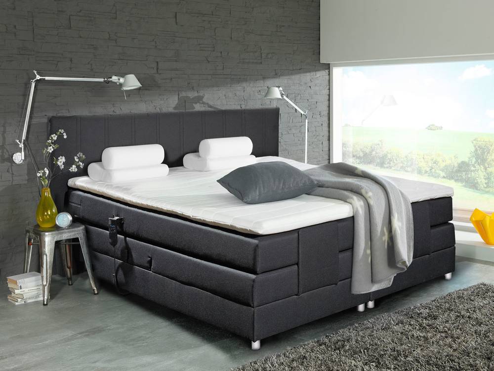 ~ AMSTERDAM Boxspringbett Doppelbett 180×200 schwarz mit Motor Boxspringbett Mit Bettkasten Elektrisch ~ AMSTERDAM Boxspringbett Doppelbett 180×200 schwarz mit Motor