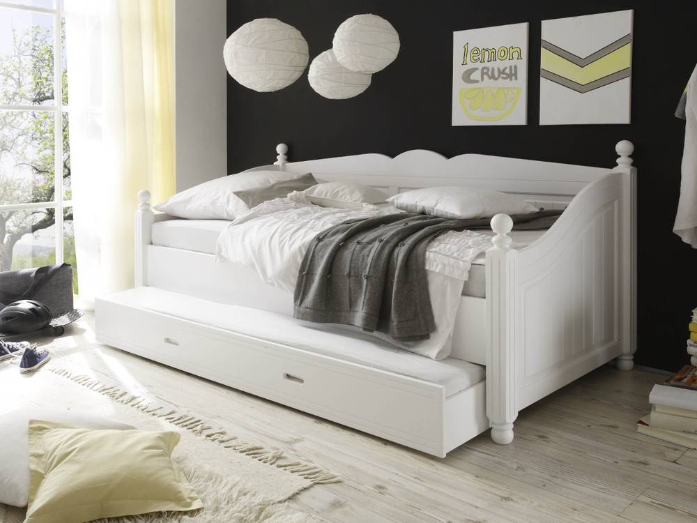 CINDERELLA PREMIUM Bett Quer 90x200 Kiefer weiß