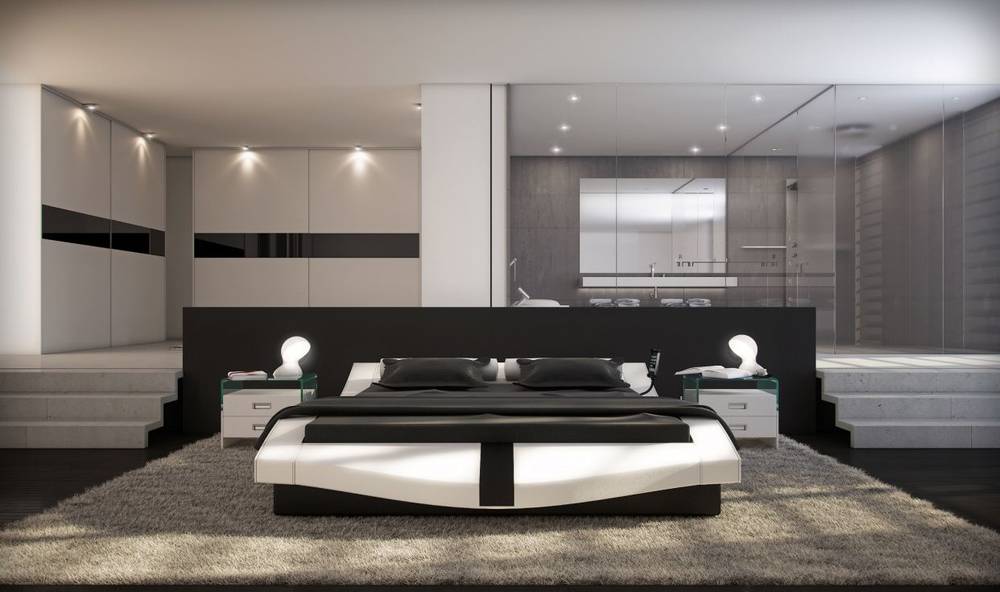 MARINI Doppelbett Lederbett 180×200 weissschwarz DETAILIMAGE 2 Schlafzimmer Modern Schwarz Weiß ~ MARINI Doppelbett Lederbett 180×200 weissschwarz DETAILIMAGE 2