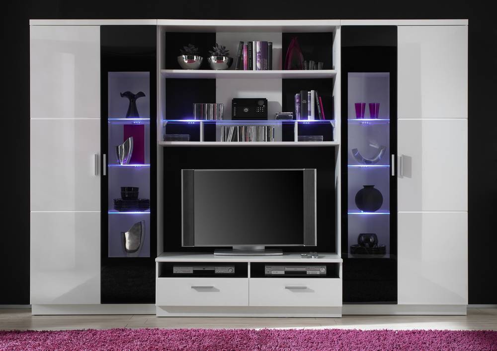 Sansi wohnwand anbauwand schrankwand tv wand regalwand weià ... Wohnzimmerschrank schwarz