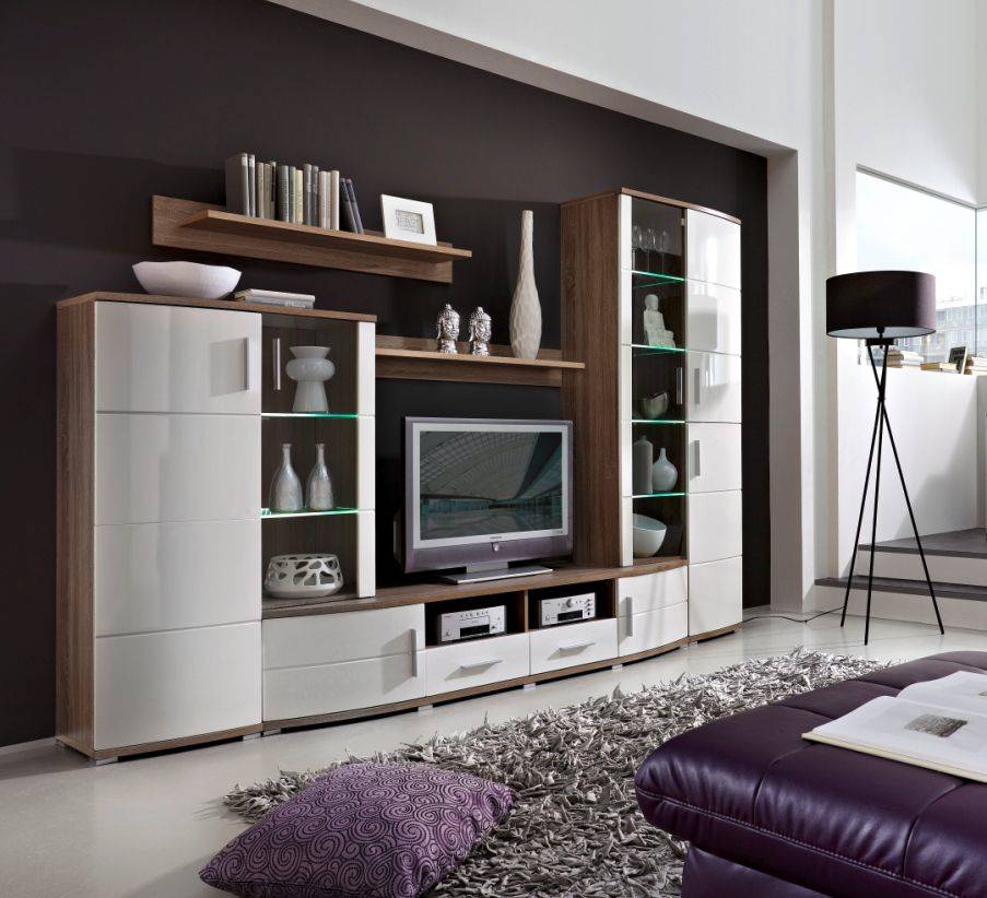 Yanni wohnwand schrankwand wohnzimmer tv anbauwand wohnkombi eiche ...