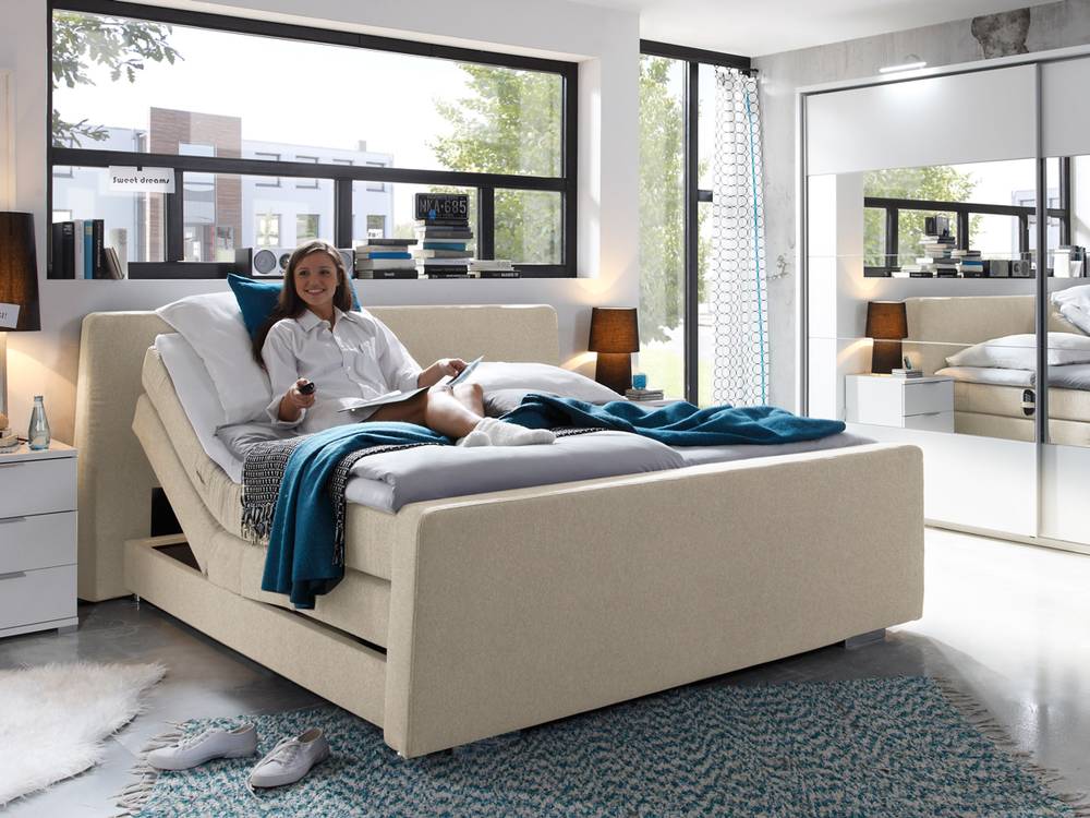 ~ HONESTO Boxspringbett 180×200 mit Motor ecru DETAILIMAGE 3 Boxspringbett Mit Bettkasten Elektrisch ~ HONESTO Boxspringbett 180×200 mit Motor ecru DETAILIMAGE 3