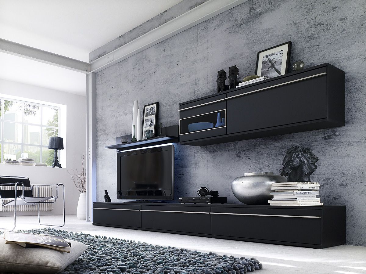 moebel9de BLISS Wohnwand Anbauwand schwarz III g?nstig kaufen : Designer Wohnwand G?nstig Designer Wohnwand G?nstig : moebel9de BLISS Wohnwand Anbauwand schwarz III g?nstig kaufen