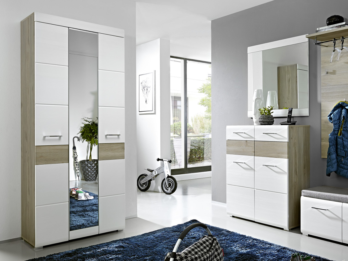FUN Garderobenschrank weiss/Silbereiche