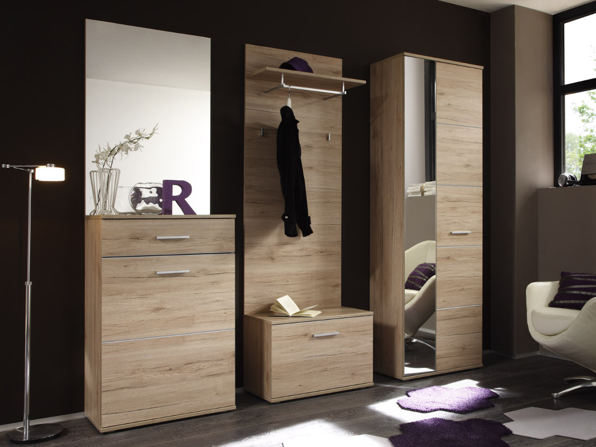 Lin garderobe 5 teilig dekor eiche san remo hell
