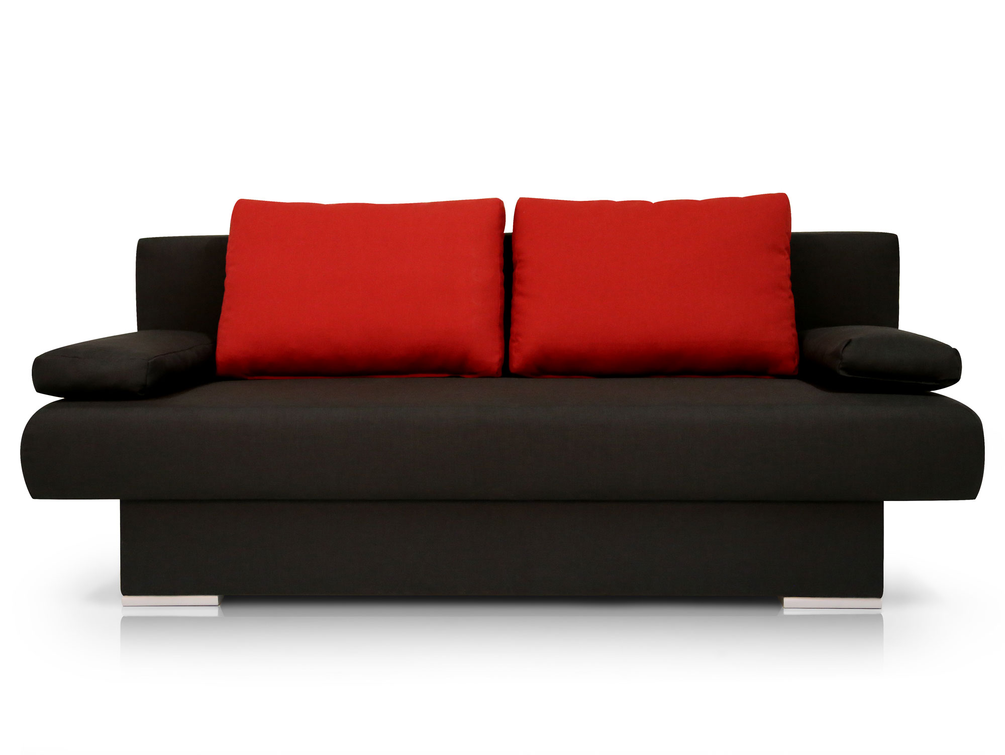 Mike schlafsofa / schlafcouch schwarz/kissen rot