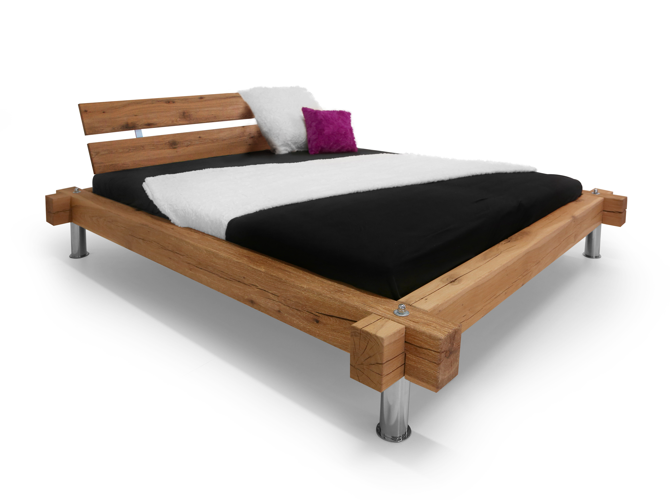 Panda doppelbett / massivholzbett sumpfeiche geölt 140 x 200 ...