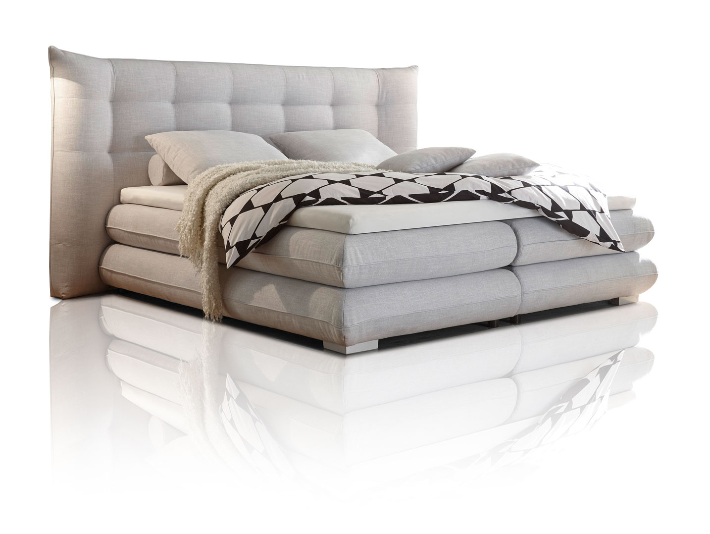 MONACO Boxspringbett 180x200 cm silver
