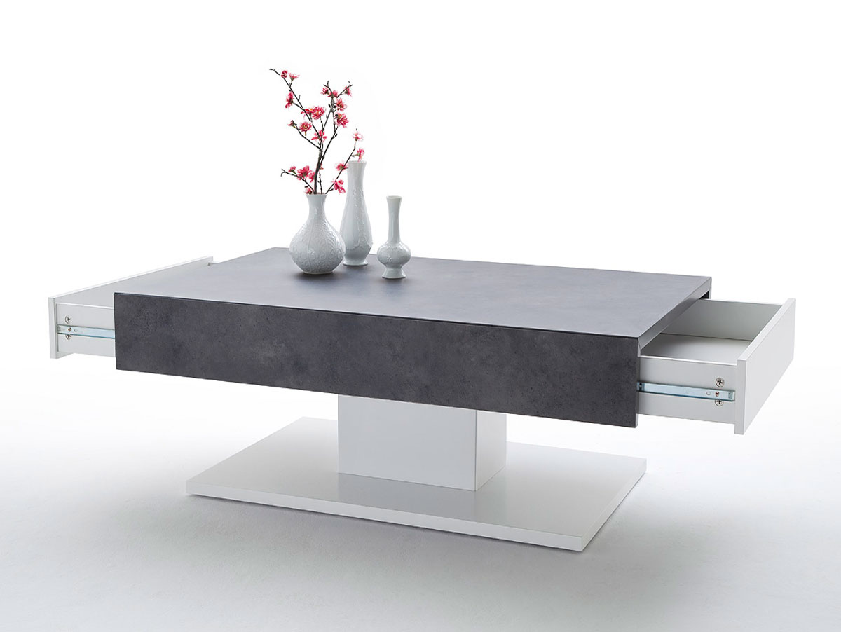 LALIA II Couchtisch Beton Dekormatt weiß lackiert # Couchtisch Weiss Lackiert LALIA II Couchtisch Beton Dekormatt weiß lackiert # Couchtisch Weiss Lackiert