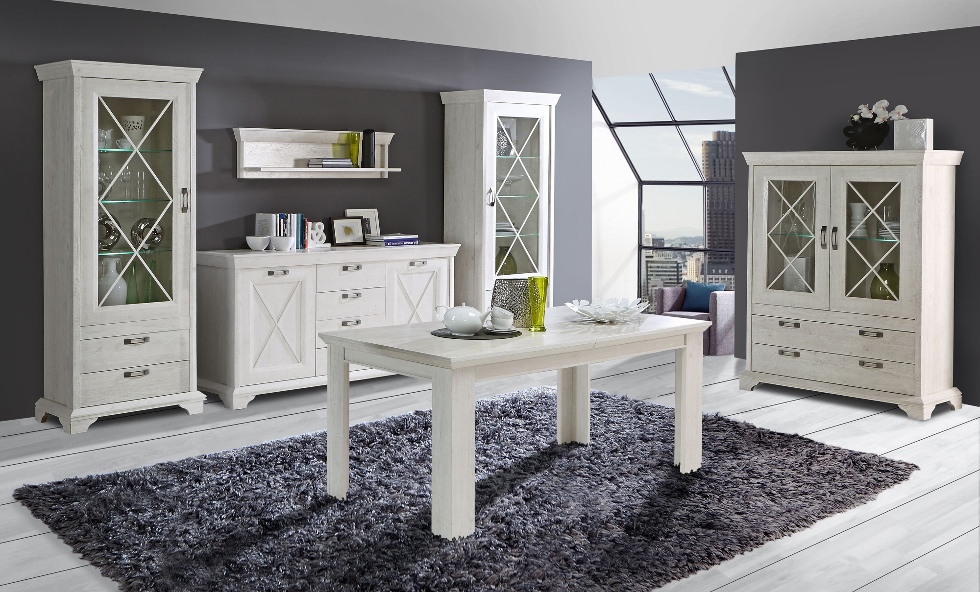 Kasha vitrine pinie weiss