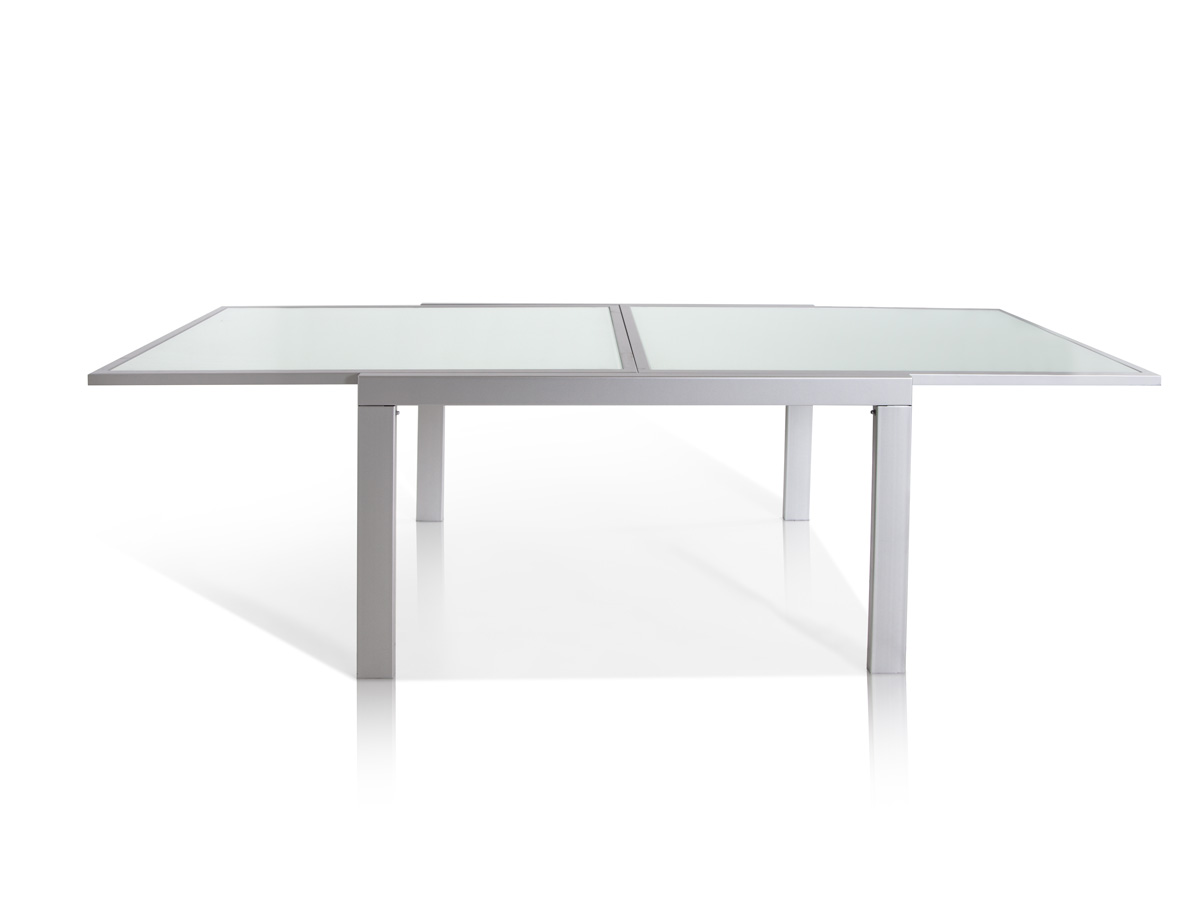 MOVE Esstisch 120x90 cm Alu/Glas ausziehbar