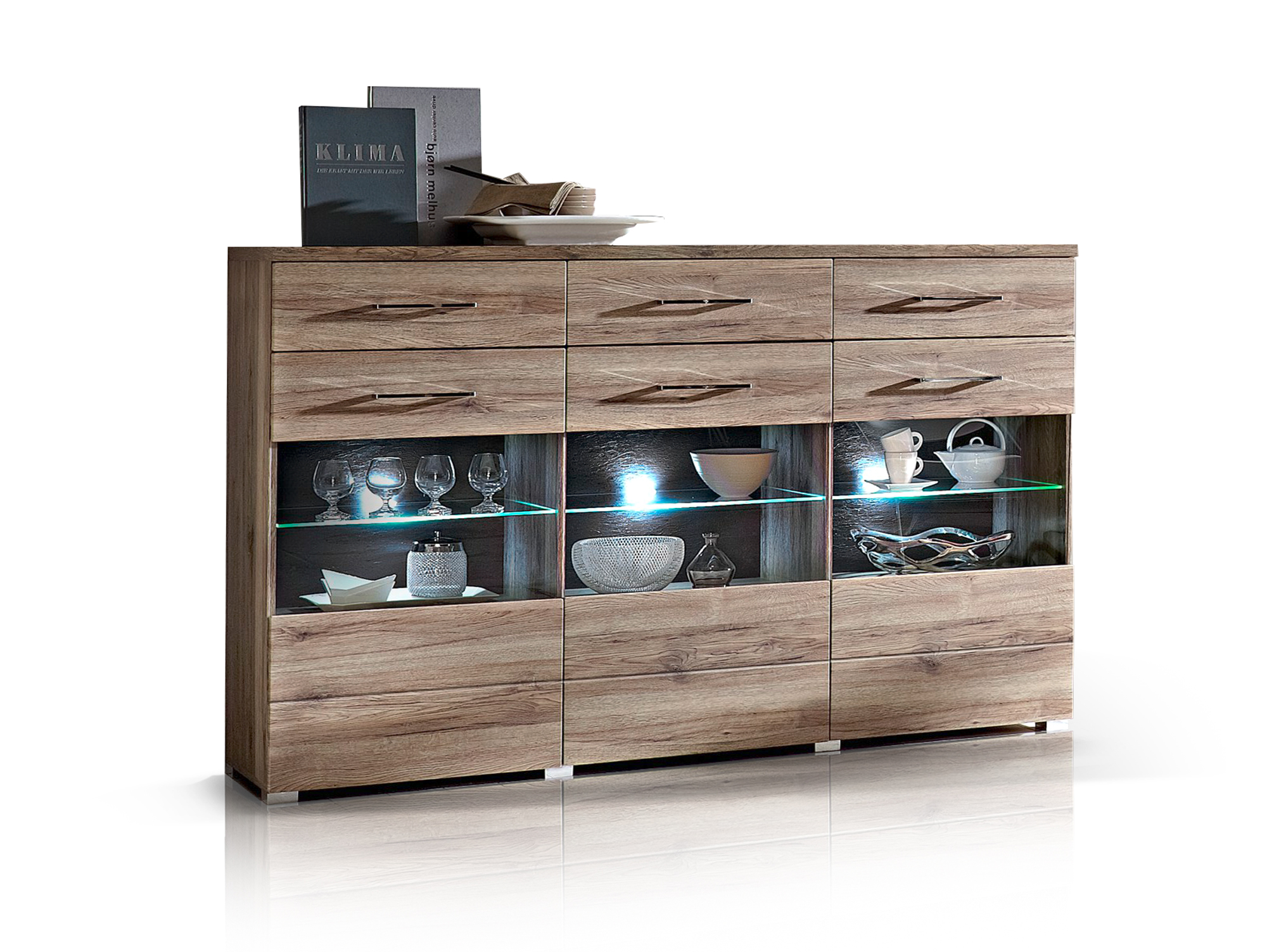 DIEGO Highboard San Remo Eiche/Schiefer