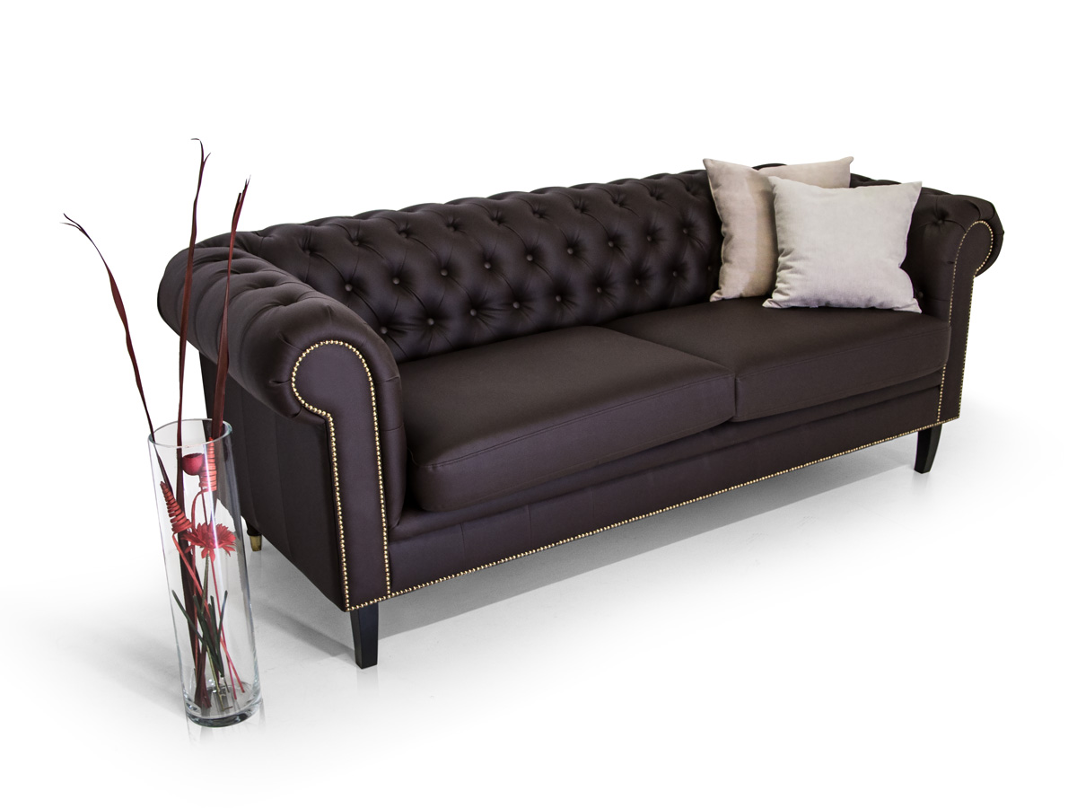 Chesterfield santos 3 2 1 sofa garnitur kunstleder braun Zimmer braune couch