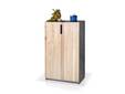 OFFICE OAK Aktenschrank V, Material teilmassiv, Eiche/graphitfarbig