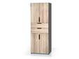 OFFICE OAK Aktenschrank IX, Material teilmassiv, Eiche/graphitfarbig