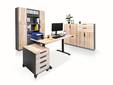OFFICE OAK Komplettbüro I, Material teilmassiv, Eiche/graphitfarbig
