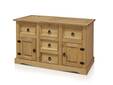 CORTON Kommode 2 Türen + 5 Schubkästen, Material Massivholz, Kiefer honigfarbig gewachst