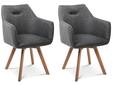 ROOKY 2er Set Schalenstuhl, Gestell Eiche massiv/Bezug Stoff