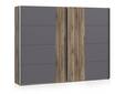WELLIGTON Kleiderschrank, Material Dekorspanplatte, Flagstaff eichefarbig / grau