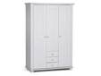 LORELEI Kleiderschrank 3trg, Material Massivholz, Kiefer weiss
