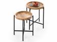 LOPAKA Beistelltische, 2er Set, Material Mango massiv/Metall schwarz