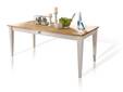 BORNHOLM Esstisch 180x90 cm, Material Massivholz, Kiefer weiss/eichefarbig