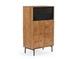 CATANDO Kommode, Material Massivholz, Akazie honigfarben/Abs. schwarz