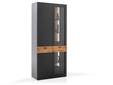 CESCO Kombi-Vitrine, Material MDF, anthrazitfarbig/Absetzung Wildeiche massiv