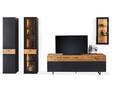 CESCO Wohnwand II, Material MDF, anthrazitfarbig/Absetzung Wildeiche massiv