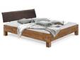 CORDINO 4-Fuß-Bett aus Eiche mit Polsterkopfteil, Material Massivholz