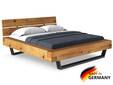 CURBY Balkenbett mit Holz-Kopfteil, Kufenfuß, Material Massivholz