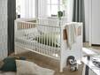FABI Babybett 70x140 cm, Material Spanplatte, weiß/Artisan Eichefarbig