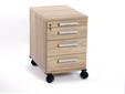 OFFICE ONE Rollcontainer klein mit 3 Organisationsschubkästen, Material Dekorspanplatte