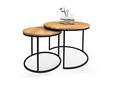 MOONAY 2-er Set Couchtische, Material Massivholz/Metall, Eiche geölt/schwarz