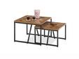 LOONA 2er-Set Beistelltische aus recyceltem Teakholz, Gestell Metall schwarz
