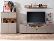 LUZERN Wohnwand, Material Dekorspanplatte, basaltfarbig/eichefarbig