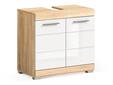 LUCERA Waschbeckenunterschrank, Material Dekorspanplatte, Weiss/Sonoma Eiche Nachbildung