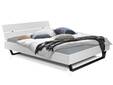LUKY Kufenbett mit Kopfteil, Material Massivholz, Fichte weiss/Kufen schwarz