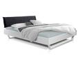 LUKY Kufenbett mit Polsterkopfteil, Material Massivholz, Fichte/Kufen weiss