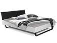 LUKY Kufenbett mit Polsterkopfteil, Material Massivholz, Fichte weiss/Kufen schwarz