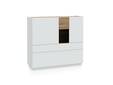 LENNOX Highboard, Material Dekorspanplatte, lichtgrau/Valencia Oak Dekor