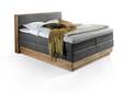 MENOTA Boxspringbett mit Bettkasten, massivem Holzrahmen und Bezug im Vintage Look