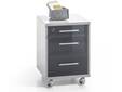 OFFICE DELUXE Rollcontainer, Material Dekorspanplatte/Glas, grau/graphit lackiert