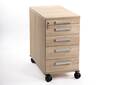 OFFICE ONE Rollcontainer groß mit 4 Organisationsschubkästen, Material Dekorspanplatte