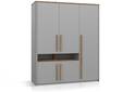 SPARKI Kleiderschrank, Material Dekorspanplatte, Catania eichefarbig / grau