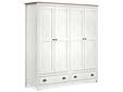 TRICO Kleiderschrank / Drehtürenschrank, Material Massivholz, Kiefer weiss/eichefarbig