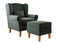Willy Ohrensessel + Hocker, Material Stoff